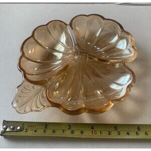 VTG Marigold Carnival Glass 3-Section Clover-Leaf Candy/Trinket Dish (Has Chip)